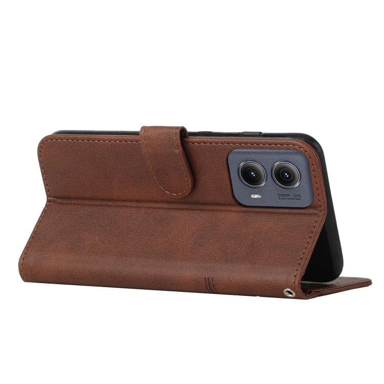 For Motorola Edge 2024 Stitching Calf Texture Buckle Leather Phone Case(Brown) - Motorola Cases by PMC Jewellery | Online Shopping South Africa | PMC Jewellery | Buy Now Pay Later Mobicred