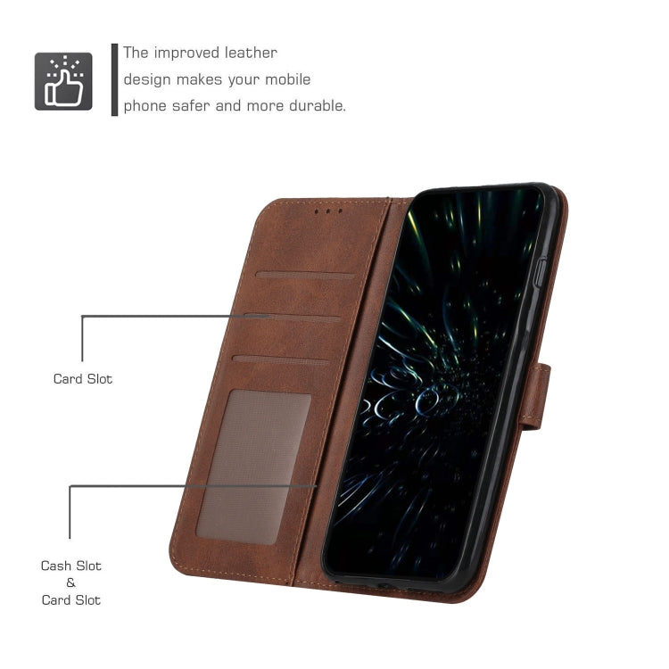 For Motorola Edge 2024 Stitching Calf Texture Buckle Leather Phone Case(Brown) - Motorola Cases by PMC Jewellery | Online Shopping South Africa | PMC Jewellery | Buy Now Pay Later Mobicred