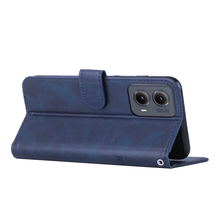 For Motorola Edge 2024 Stitching Calf Texture Buckle Leather Phone Case(Blue) - Motorola Cases by PMC Jewellery | Online Shopping South Africa | PMC Jewellery | Buy Now Pay Later Mobicred