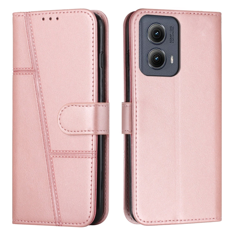 For Motorola Edge 2024 Stitching Calf Texture Buckle Leather Phone Case(Rose Gold) - Motorola Cases by PMC Jewellery | Online Shopping South Africa | PMC Jewellery | Buy Now Pay Later Mobicred