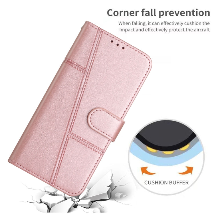 For Motorola Edge 2024 Stitching Calf Texture Buckle Leather Phone Case(Rose Gold) - Motorola Cases by PMC Jewellery | Online Shopping South Africa | PMC Jewellery | Buy Now Pay Later Mobicred