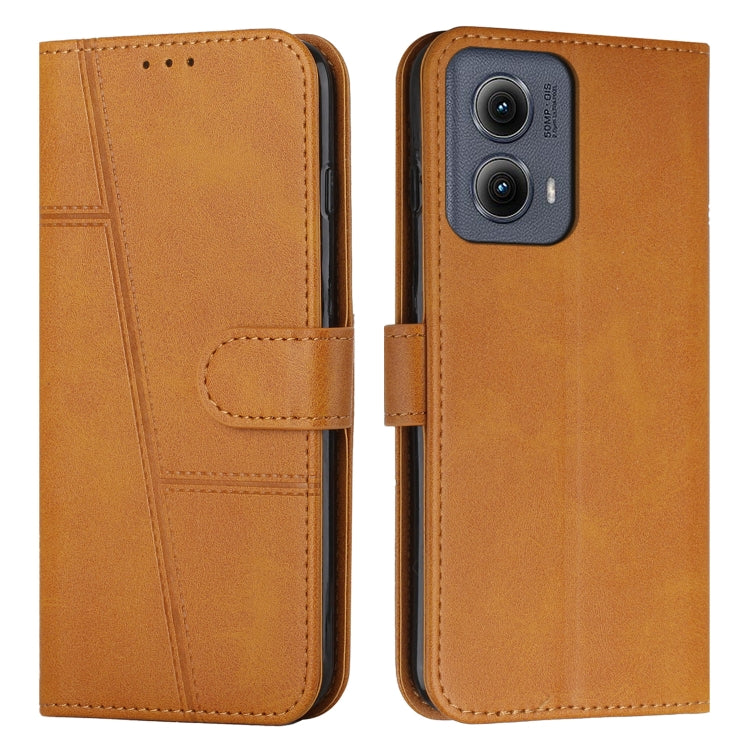 For Motorola Edge 2024 Stitching Calf Texture Buckle Leather Phone Case(Yellow) - Motorola Cases by PMC Jewellery | Online Shopping South Africa | PMC Jewellery | Buy Now Pay Later Mobicred