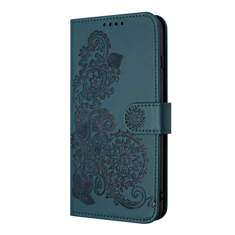 For iPhone 6 / 7 / 8 / SE 2020 Datura Flower Embossed Flip Leather Phone Case(Dark Green) - iPhone SE 2022 / 2020 / 8 / 7 Cases by PMC TechLife | Online Shopping South Africa | PMC TechLife