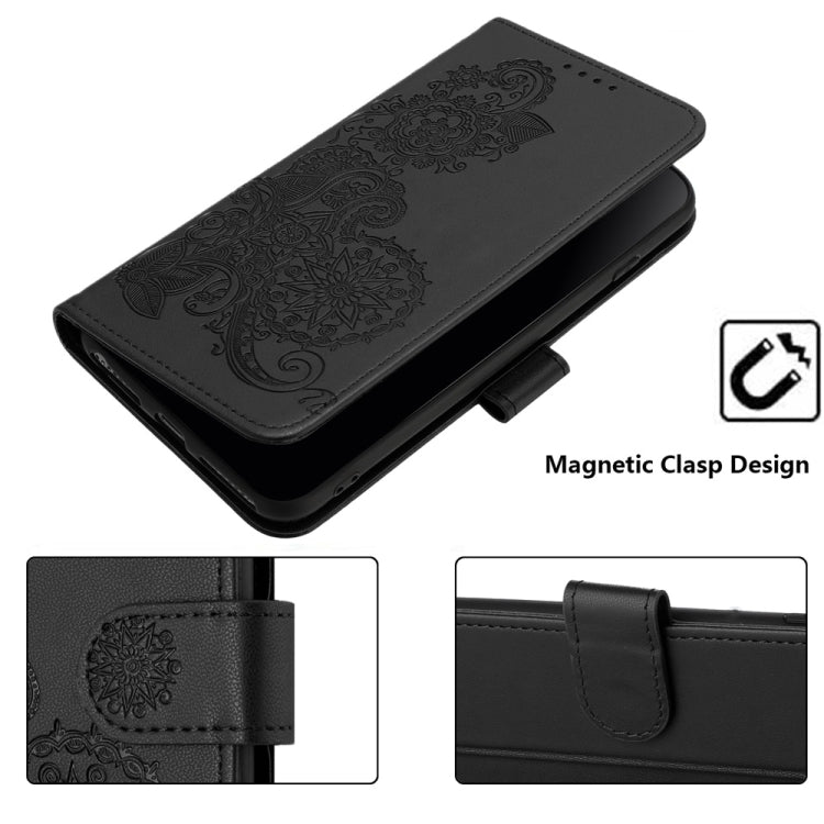 For Motorola Edge 5G 2024 Datura Flower Embossed Flip Leather Phone Case(Black) - Motorola Cases by PMC Jewellery | Online Shopping South Africa | PMC Jewellery | Buy Now Pay Later Mobicred