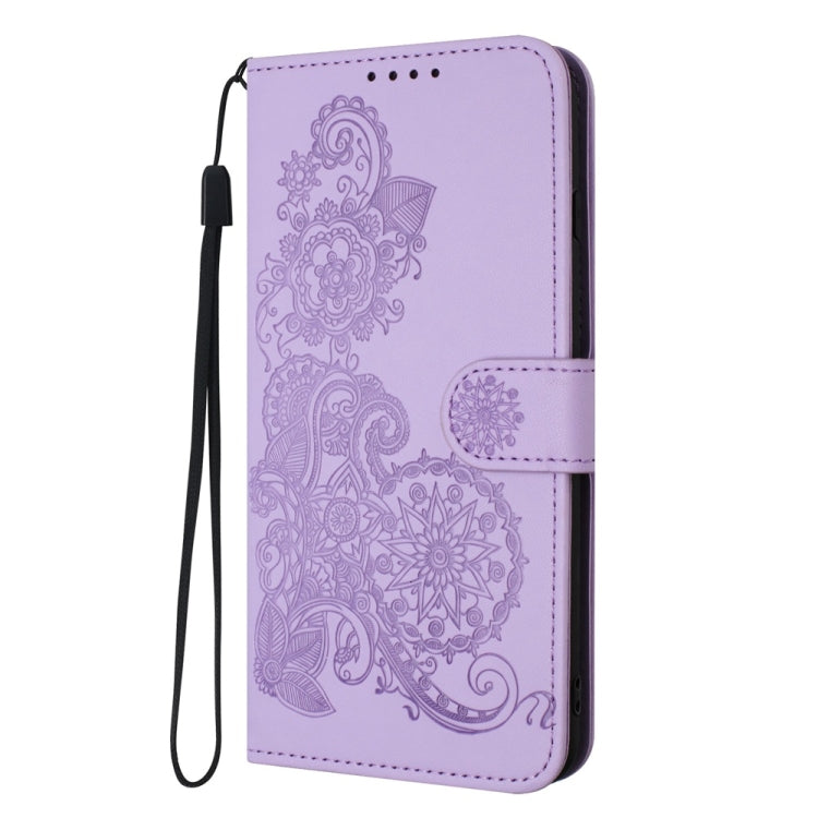 For Motorola Edge 5G 2024 Datura Flower Embossed Flip Leather Phone Case(Purple) - Motorola Cases by PMC Jewellery | Online Shopping South Africa | PMC Jewellery | Buy Now Pay Later Mobicred