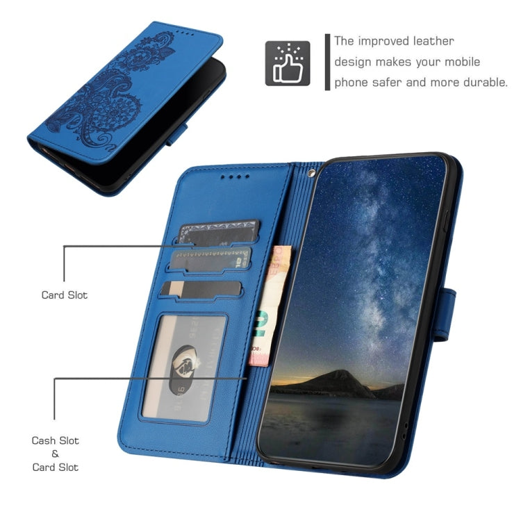 For Motorola Moto G Power 5G 2024 Datura Flower Embossed Flip Leather Phone Case(Blue) - Motorola Cases by PMC Jewellery | Online Shopping South Africa | PMC Jewellery | Buy Now Pay Later Mobicred