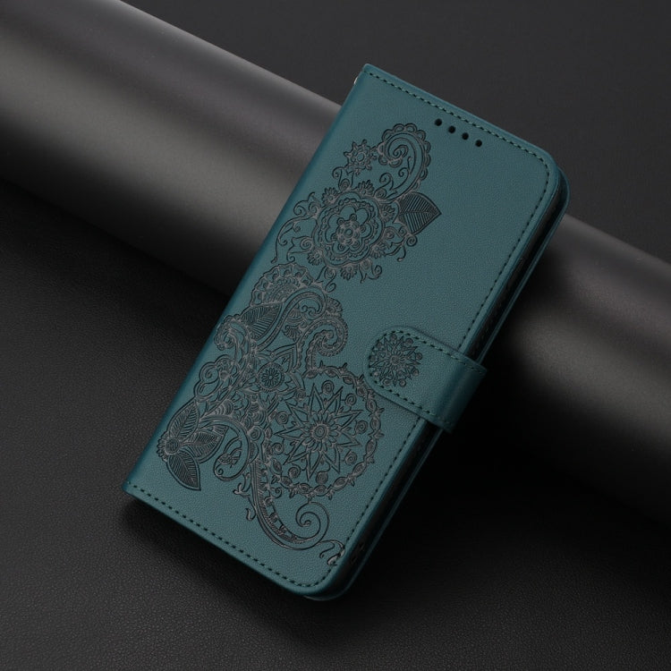 For Motorola Moto G Power 5G 2024 Datura Flower Embossed Flip Leather Phone Case(Dark Green) - Motorola Cases by PMC Jewellery | Online Shopping South Africa | PMC Jewellery | Buy Now Pay Later Mobicred