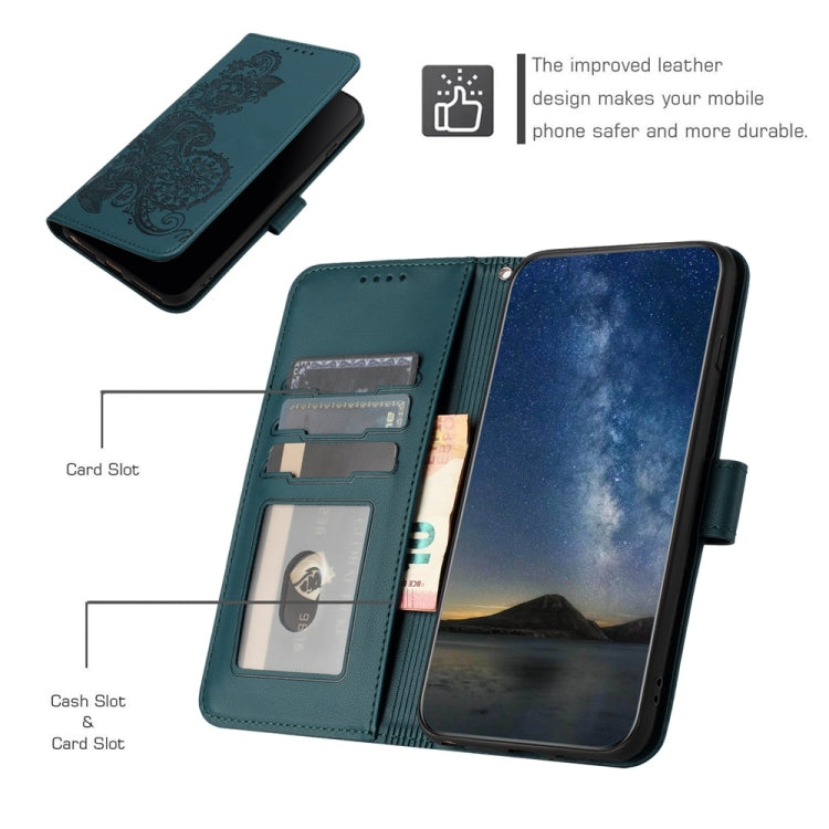 For Motorola Moto G Power 5G 2024 Datura Flower Embossed Flip Leather Phone Case(Dark Green) - Motorola Cases by PMC Jewellery | Online Shopping South Africa | PMC Jewellery | Buy Now Pay Later Mobicred