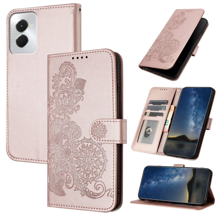 For Motorola Moto G Power 5G 2024 Datura Flower Embossed Flip Leather Phone Case(Rose Gold) - Motorola Cases by PMC Jewellery | Online Shopping South Africa | PMC Jewellery | Buy Now Pay Later Mobicred