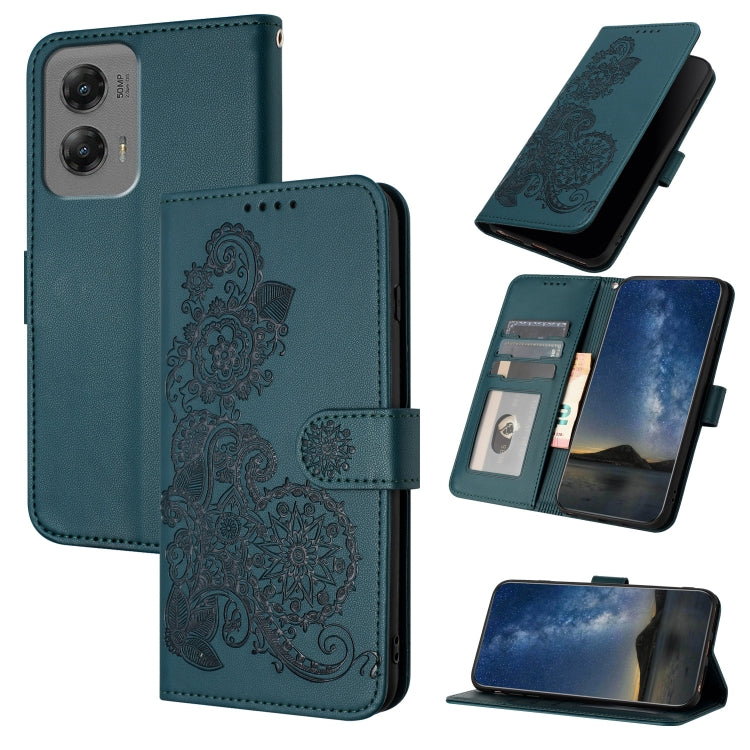For Motorola Moto G Stylus 5G 2024 Datura Flower Embossed Flip Leather Phone Case(Dark Green) - Motorola Cases by PMC Jewellery | Online Shopping South Africa | PMC Jewellery | Buy Now Pay Later Mobicred