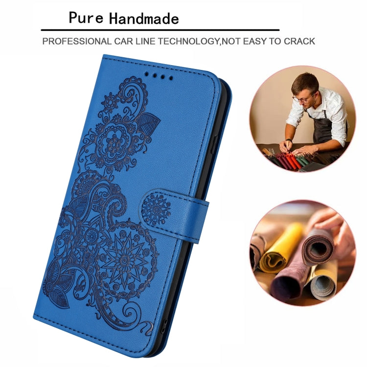 For Realme C53 Datura Flower Embossed Flip Leather Phone Case(Blue) - Realme Cases by PMC TechLife | Online Shopping South Africa | PMC TechLife | Buy Now Pay Later Mobicred