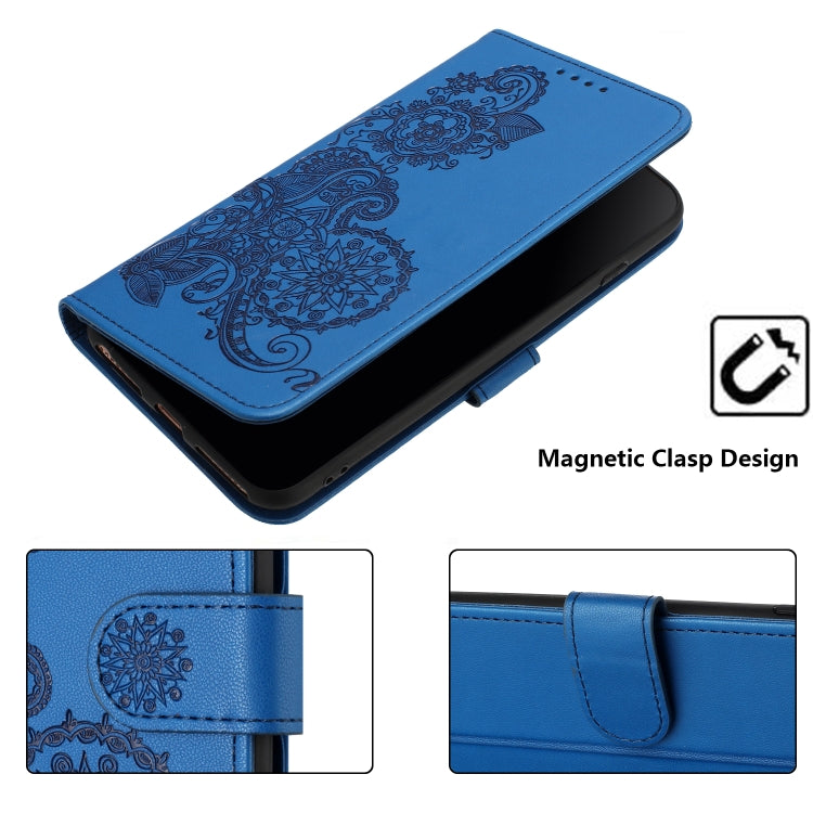 For Realme C53 Datura Flower Embossed Flip Leather Phone Case(Blue) - Realme Cases by PMC TechLife | Online Shopping South Africa | PMC TechLife | Buy Now Pay Later Mobicred