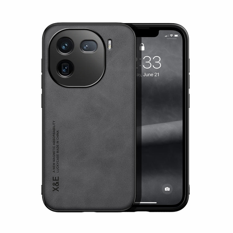 For vivo iQOO 12 Pro Skin Feel Magnetic Leather Back Phone Case(Dark Grey) - iQOO 12 Pro Cases by PMC TechLife | Online Shopping South Africa | PMC TechLife