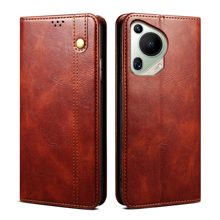 For Huawei Pura 70 Ultra Oil Wax Crazy Horse Texture Leather Phone Case(Brown) - free shipping - PMC Jewellery - Order now!