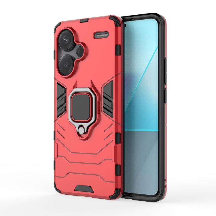 For Xiaomi Redmi Note 13 Pro+ Shockproof PC + TPU Holder Phone Case(Red) - Xiaomi Cases by PMC TechLife | Online Shopping South Africa | PMC TechLife | Buy Now Pay Later Mobicred