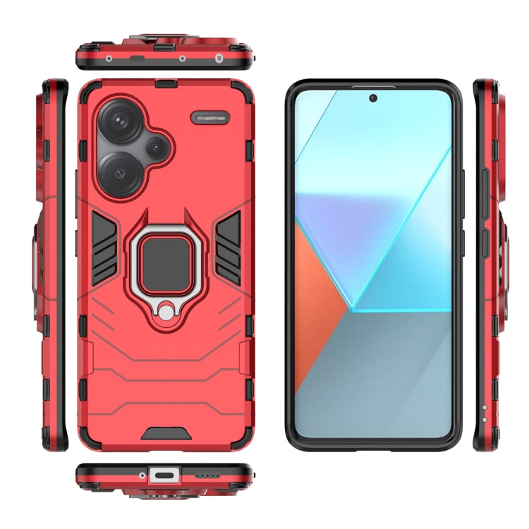 For Xiaomi Redmi Note 13 Pro+ Shockproof PC + TPU Holder Phone Case(Red) - Xiaomi Cases by PMC TechLife | Online Shopping South Africa | PMC TechLife | Buy Now Pay Later Mobicred