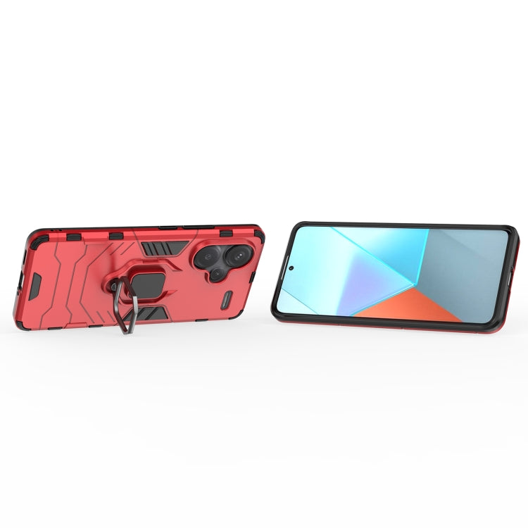 For Xiaomi Redmi Note 13 Pro+ Shockproof PC + TPU Holder Phone Case(Red) - Xiaomi Cases by PMC TechLife | Online Shopping South Africa | PMC TechLife | Buy Now Pay Later Mobicred