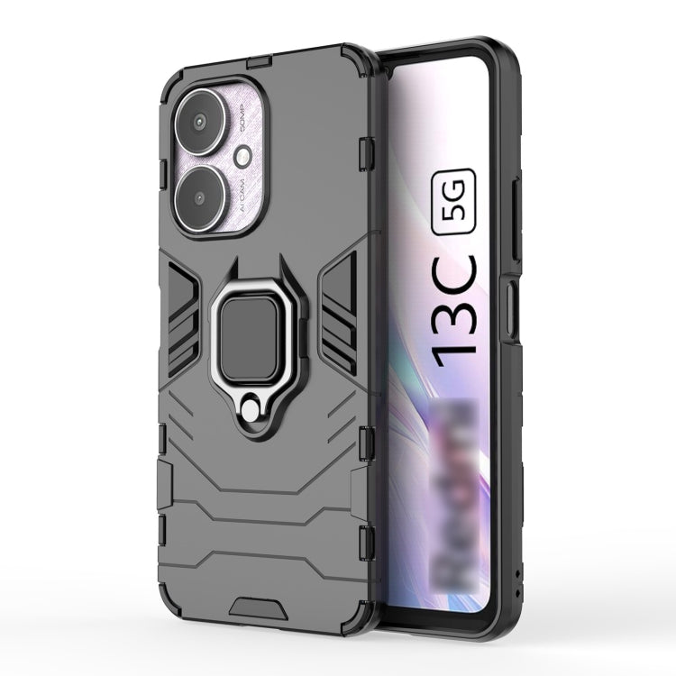 For Xiaomi Redmi 13C 4G / 5G  Shockproof PC + TPU Holder Phone Case(Black) - 13C Cases by PMC TechLife | Online Shopping South Africa | PMC TechLife | Buy Now Pay Later Mobicred