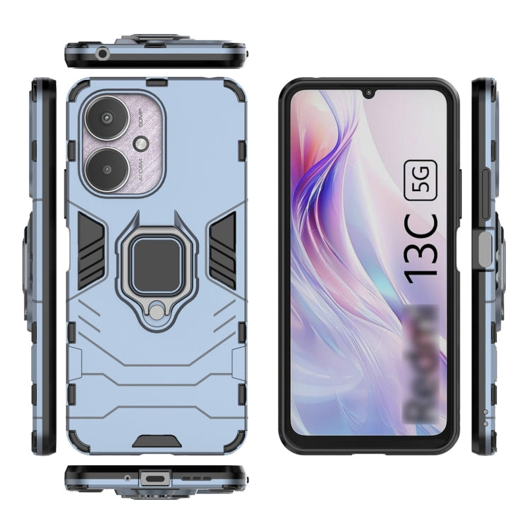 For Xiaomi Redmi 13C 4G / 5G  Shockproof PC + TPU Holder Phone Case(Navy Blue) - 13C Cases by PMC TechLife | Online Shopping South Africa | PMC TechLife | Buy Now Pay Later Mobicred