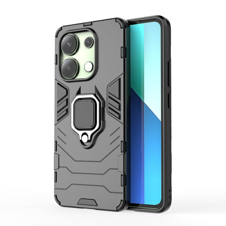For Xiaomi Redmi Note 13 4G Shockproof PC + TPU Holder Phone Case(Black) - Note 13 Cases by PMC TechLife | Online Shopping South Africa | PMC TechLife | Buy Now Pay Later Mobicred