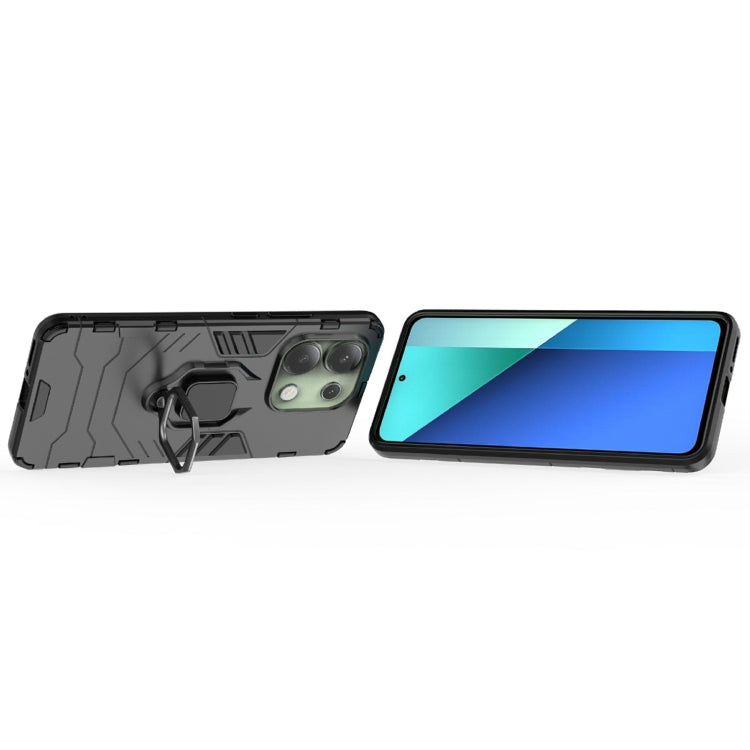 For Xiaomi Redmi Note 13 4G Shockproof PC + TPU Holder Phone Case(Black) - Note 13 Cases by PMC TechLife | Online Shopping South Africa | PMC TechLife | Buy Now Pay Later Mobicred
