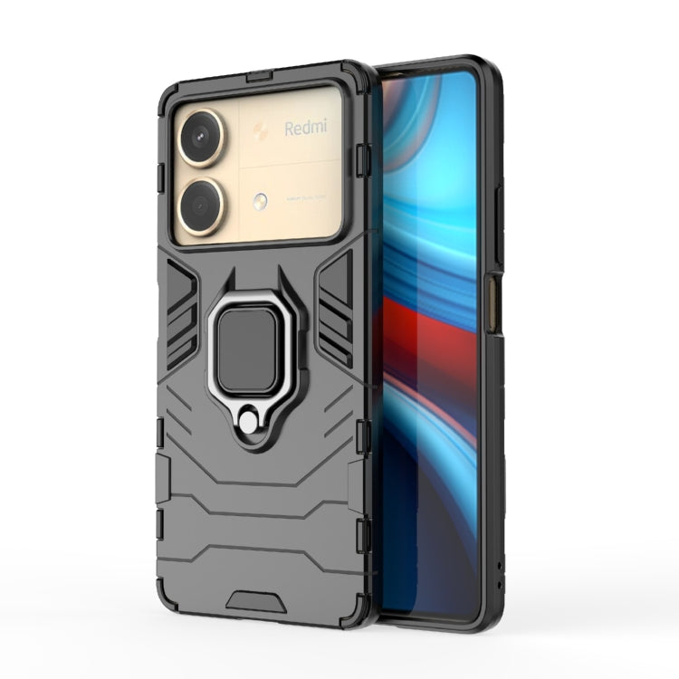 For Xiaomi Redmi Note 13R Pro 5G Shockproof PC + TPU Holder Phone Case(Black) - Xiaomi Cases by PMC TechLife | Online Shopping South Africa | PMC TechLife | Buy Now Pay Later Mobicred