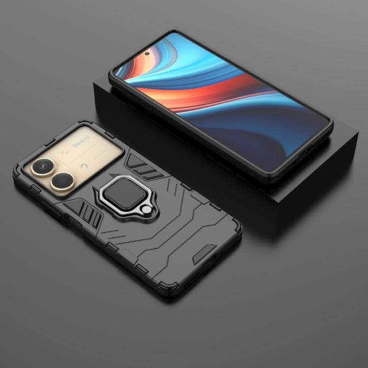 For Xiaomi Redmi Note 13R Pro 5G Shockproof PC + TPU Holder Phone Case(Black) - Xiaomi Cases by PMC TechLife | Online Shopping South Africa | PMC TechLife | Buy Now Pay Later Mobicred