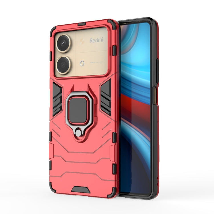For Xiaomi Redmi Note 13R Pro 5G Shockproof PC + TPU Holder Phone Case(Red) - Xiaomi Cases by PMC TechLife | Online Shopping South Africa | PMC TechLife | Buy Now Pay Later Mobicred