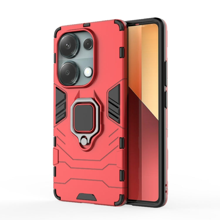 For Xiaomi Redmi Note 13 Pro 4G Global Shockproof PC + TPU Holder Phone Case(Red) - Note 13 Pro Cases by PMC TechLife | Online Shopping South Africa | PMC TechLife | Buy Now Pay Later Mobicred