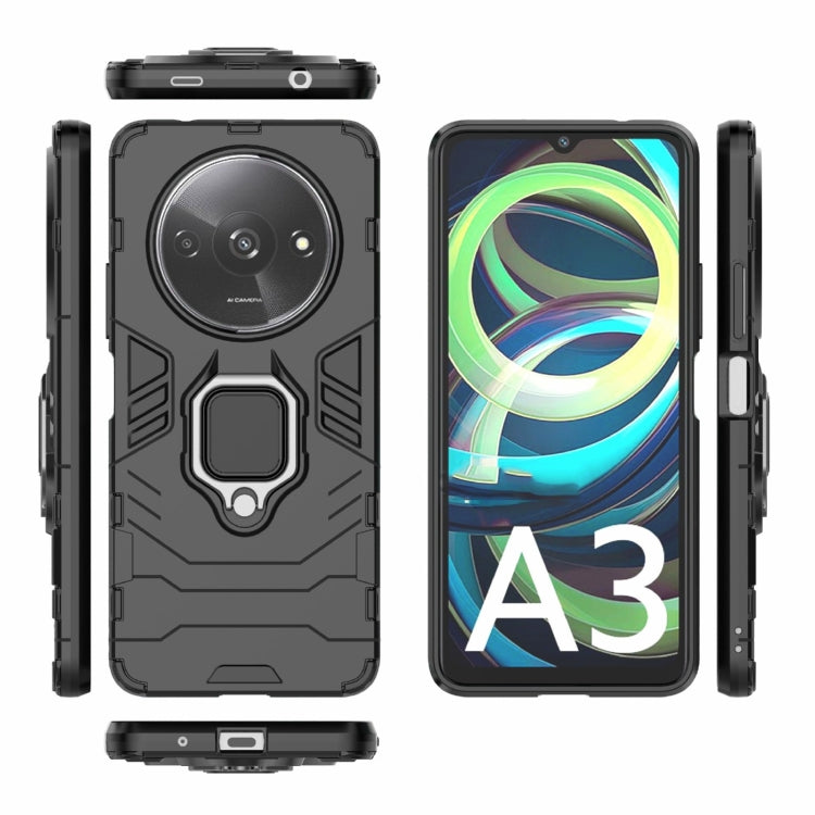 For Xiaomi Redmi A3 4G Shockproof PC + TPU Holder Phone Case(Black) - Xiaomi Cases by PMC TechLife | Online Shopping South Africa | PMC TechLife | Buy Now Pay Later Mobicred