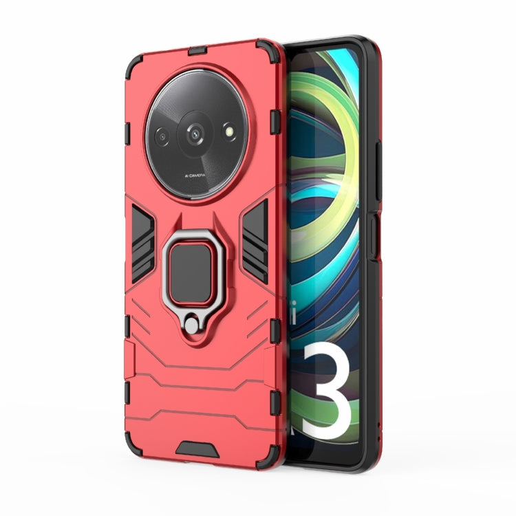 For Xiaomi Redmi A3 4G Shockproof PC + TPU Holder Phone Case(Red) - Xiaomi Cases by PMC TechLife | Online Shopping South Africa | PMC TechLife | Buy Now Pay Later Mobicred
