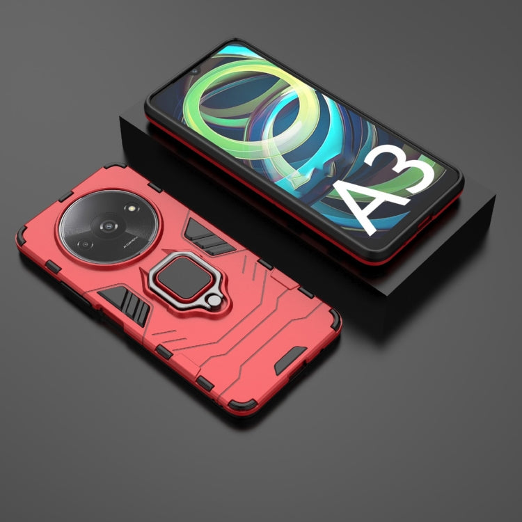 For Xiaomi Redmi A3 4G Shockproof PC + TPU Holder Phone Case(Red) - Xiaomi Cases by PMC TechLife | Online Shopping South Africa | PMC TechLife | Buy Now Pay Later Mobicred
