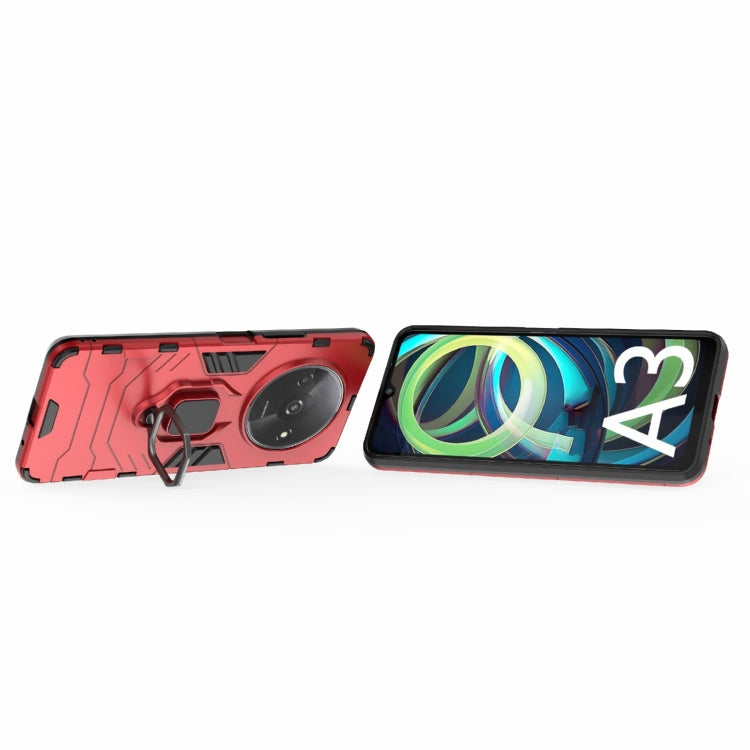 For Xiaomi Redmi A3 4G Shockproof PC + TPU Holder Phone Case(Red) - Xiaomi Cases by PMC TechLife | Online Shopping South Africa | PMC TechLife | Buy Now Pay Later Mobicred