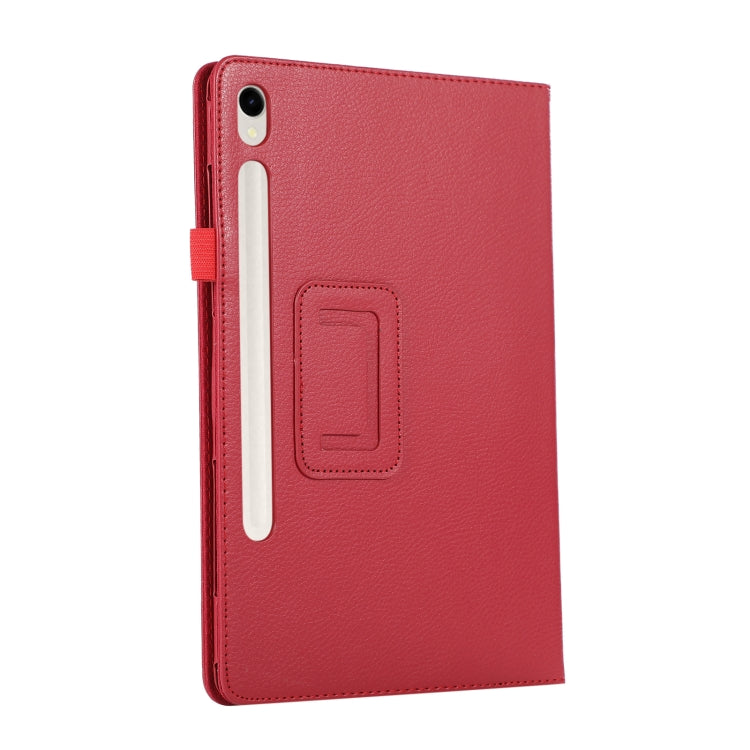 For Samsung Galaxy Tab S9 Litchi Texture Leather Tablet Case with Holder(Red) - free shipping - PMC Jewellery - Order now!