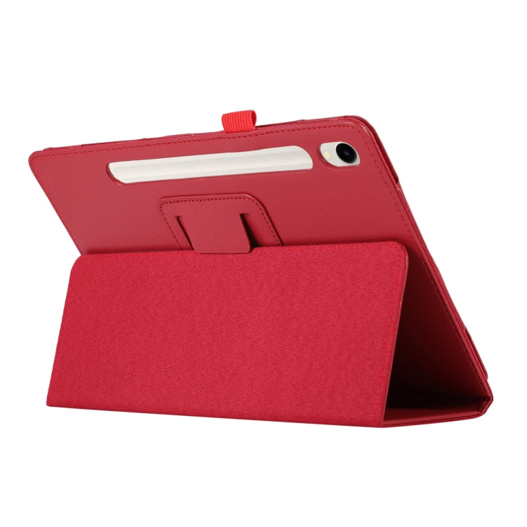 For Samsung Galaxy Tab S9 Litchi Texture Leather Tablet Case with Holder(Red) - free shipping - PMC Jewellery - Order now!