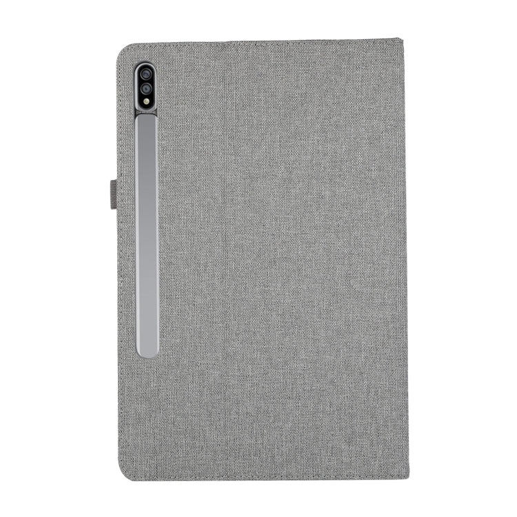 For Samsung Galaxy Tab S10 FE / S9 FE Fabric Texture Horizontal Flip Leather Tablet Case(Grey) - Other Galaxy Tab PC by PMC Jewellery | Online Shopping South Africa | PMC Jewellery | Buy Now Pay Later Mobicred