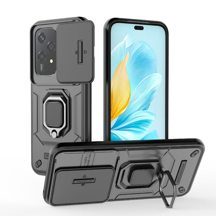 For Honor 200 Lite Global Sliding Camshield TPU + PC Shockproof Phone Case with Holder(Black) - free shipping - PMC TechLife - Order now!