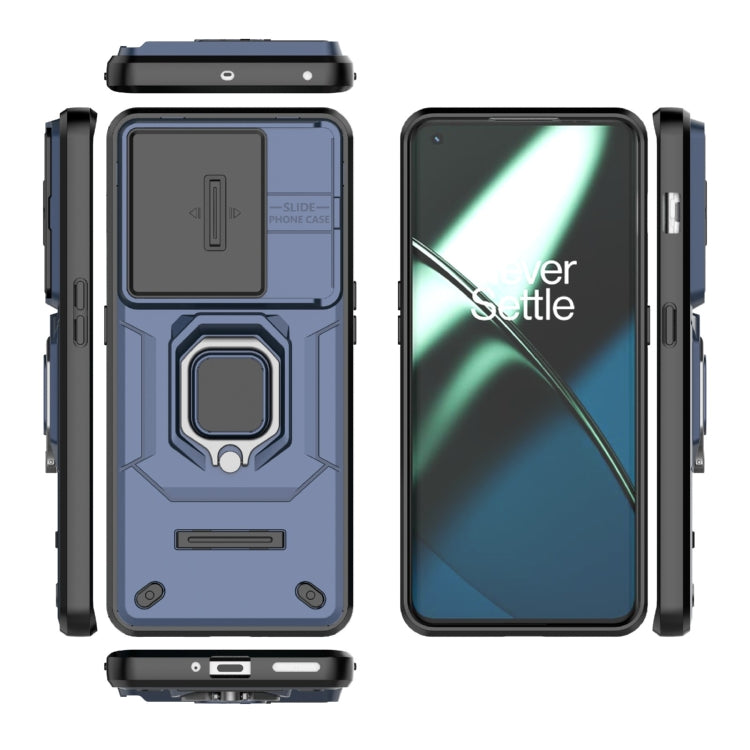 For OnePlus 11 5G Sliding Camshield TPU + PC Shockproof Phone Case with Holder(Blue) - free shipping - PMC TechLife - Order now!