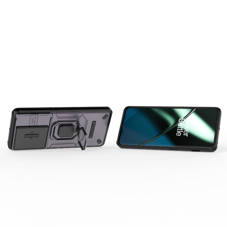 For OnePlus 11 5G Sliding Camshield TPU + PC Shockproof Phone Case with Holder(Purple) - OnePlus Cases by PMC TechLife | Online Shopping South Africa | PMC TechLife