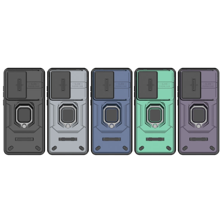 For OnePlus Nord CE3 5G Sliding Camshield TPU + PC Shockproof Phone Case with Holder(Grey) - OnePlus Cases by PMC TechLife | Online Shopping South Africa | PMC TechLife | Buy Now Pay Later Mobicred
