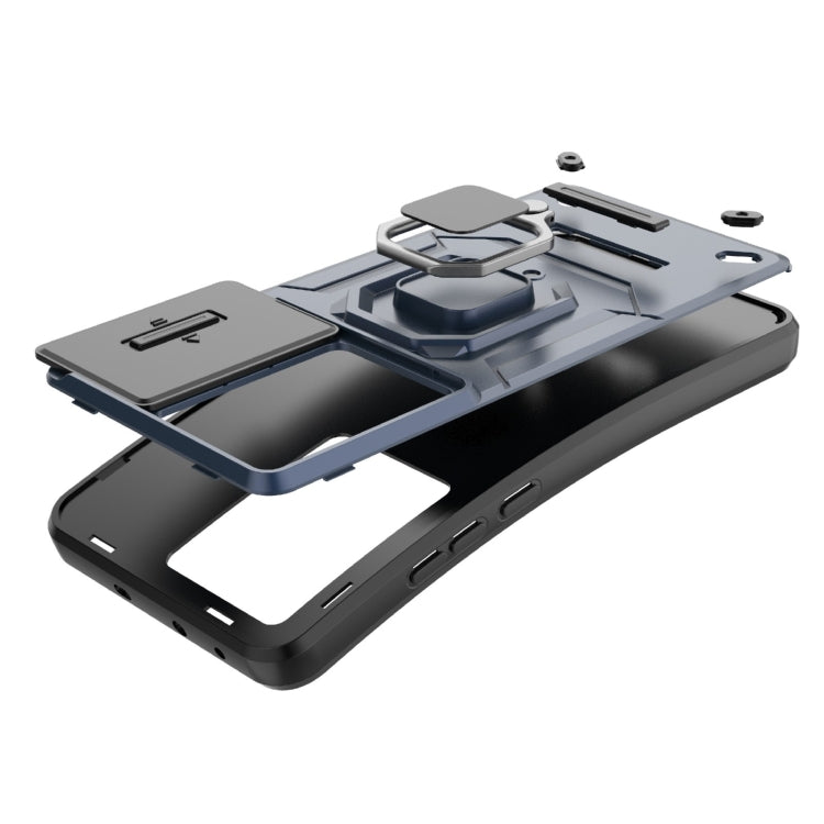For OnePlus Nord CE3 5G Sliding Camshield TPU + PC Shockproof Phone Case with Holder(Blue) - OnePlus Cases by PMC TechLife | Online Shopping South Africa | PMC TechLife | Buy Now Pay Later Mobicred