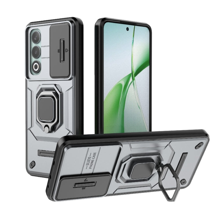 For OnePlus Nord CE4 5G Global Sliding Camshield TPU + PC Shockproof Phone Case with Holder(Grey) - OnePlus Cases by PMC TechLife | Online Shopping South Africa | PMC TechLife | Buy Now Pay Later Mobicred