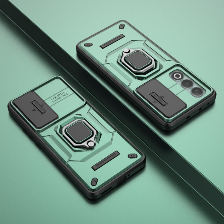 For OnePlus Nord CE4 5G Global Sliding Camshield TPU + PC Shockproof Phone Case with Holder(Green) - free shipping - PMC TechLife - Order now!