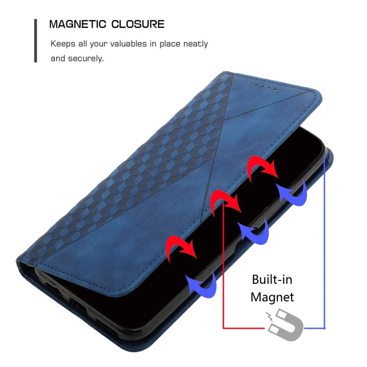 For Motorola Moto G Play 2024 Diamond Splicing Skin Feel Magnetic Leather Phone Case(Blue) - Motorola Cases by PMC Jewellery | Online Shopping South Africa | PMC Jewellery | Buy Now Pay Later Mobicred
