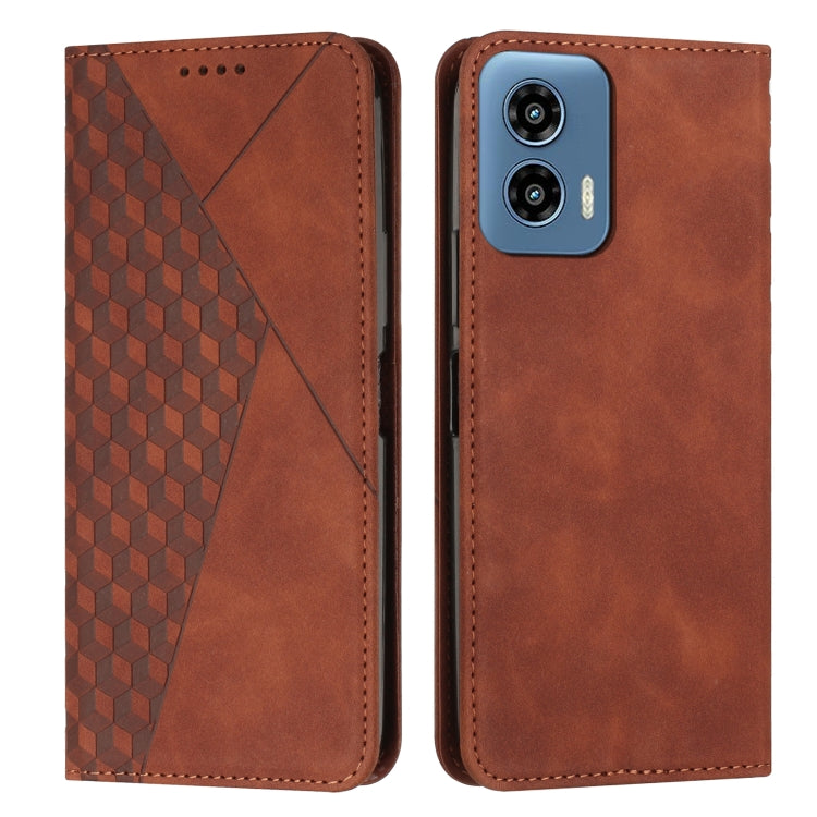 For Motorola Moto G Play 5G 2024 / G 5G 2024 Diamond Splicing Skin Feel Magnetic Leather Phone Case(Brown) - Motorola Cases by PMC Jewellery | Online Shopping South Africa | PMC Jewellery | Buy Now Pay Later Mobicred