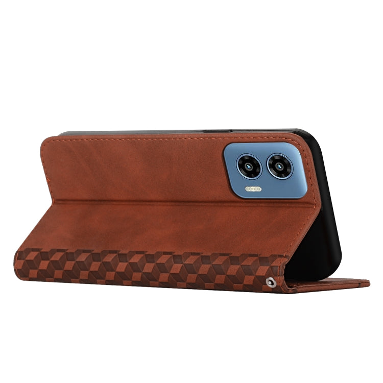 For Motorola Moto G Play 5G 2024 / G 5G 2024 Diamond Splicing Skin Feel Magnetic Leather Phone Case(Brown) - Motorola Cases by PMC Jewellery | Online Shopping South Africa | PMC Jewellery | Buy Now Pay Later Mobicred