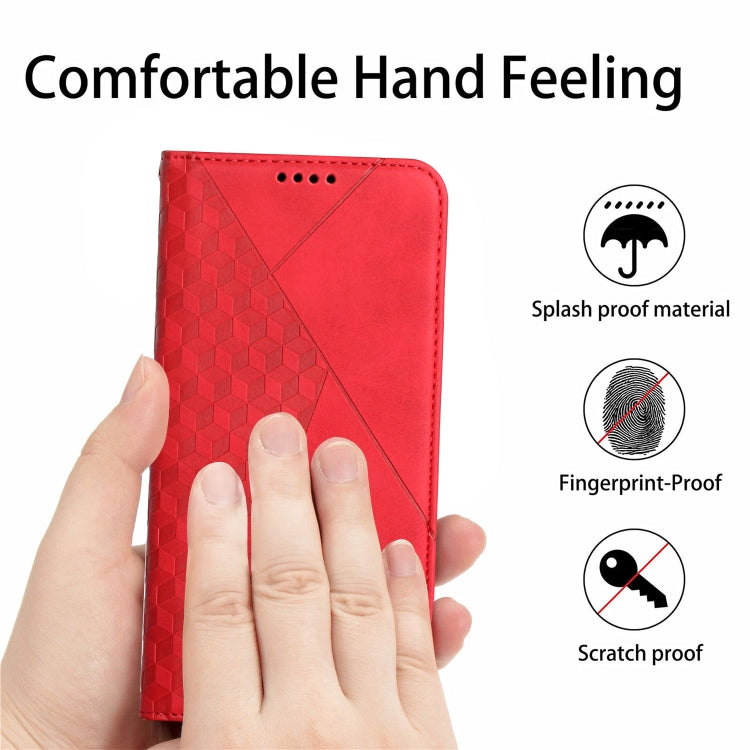 For Motorola Moto G Play 5G 2024 / G 5G 2024 Diamond Splicing Skin Feel Magnetic Leather Phone Case(Red) - Motorola Cases by PMC Jewellery | Online Shopping South Africa | PMC Jewellery | Buy Now Pay Later Mobicred