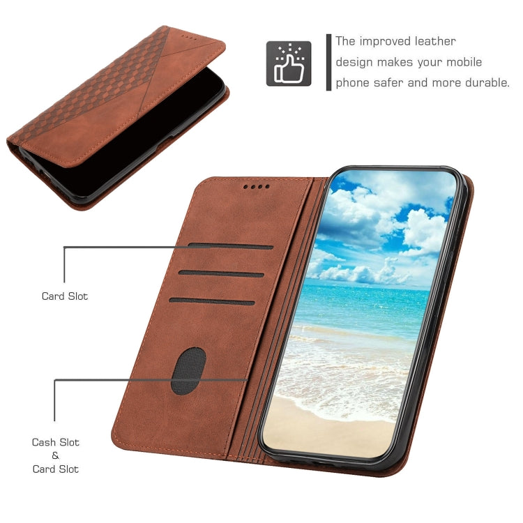 For Motorola Edge 50 Ultra Diamond Splicing Skin Feel Magnetic Leather Phone Case(Brown) - Motorola Cases by PMC TechLife | Online Shopping South Africa | PMC TechLife | Buy Now Pay Later Mobicred