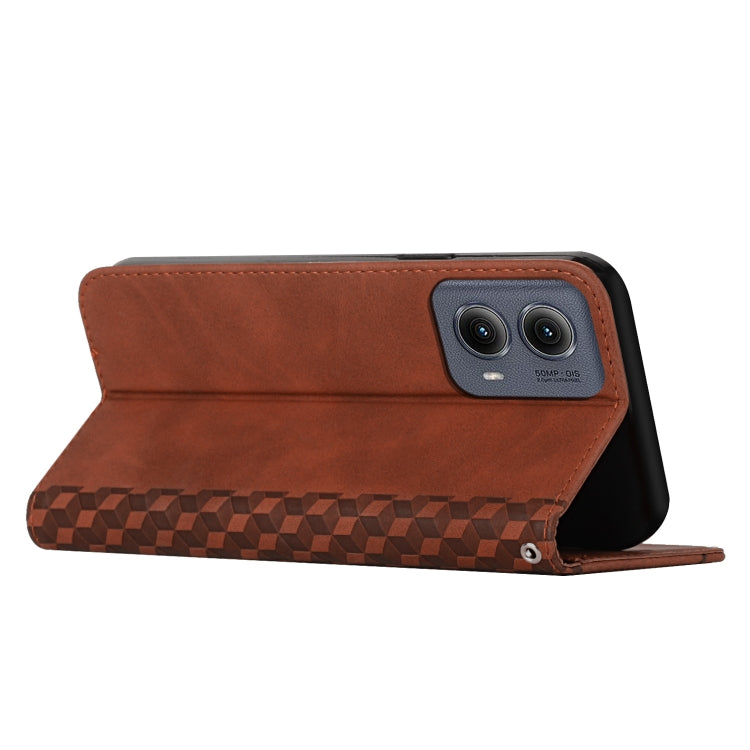For Motorola Edge 2024 Diamond Splicing Skin Feel Magnetic Leather Phone Case(Brown) - Motorola Cases by PMC Jewellery | Online Shopping South Africa | PMC Jewellery | Buy Now Pay Later Mobicred