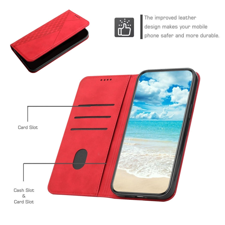 For Motorola Edge 2024 Diamond Splicing Skin Feel Magnetic Leather Phone Case(Red) - Motorola Cases by PMC Jewellery | Online Shopping South Africa | PMC Jewellery | Buy Now Pay Later Mobicred